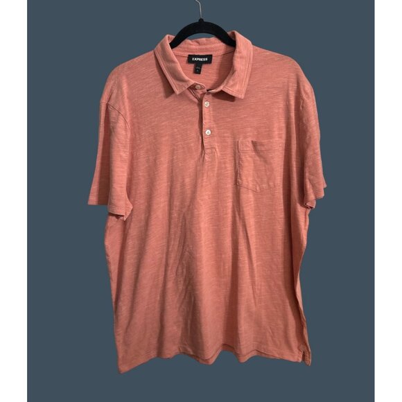 Express XL Mens Coral Polo Shirt With Pocket - Picture 1 of 7
